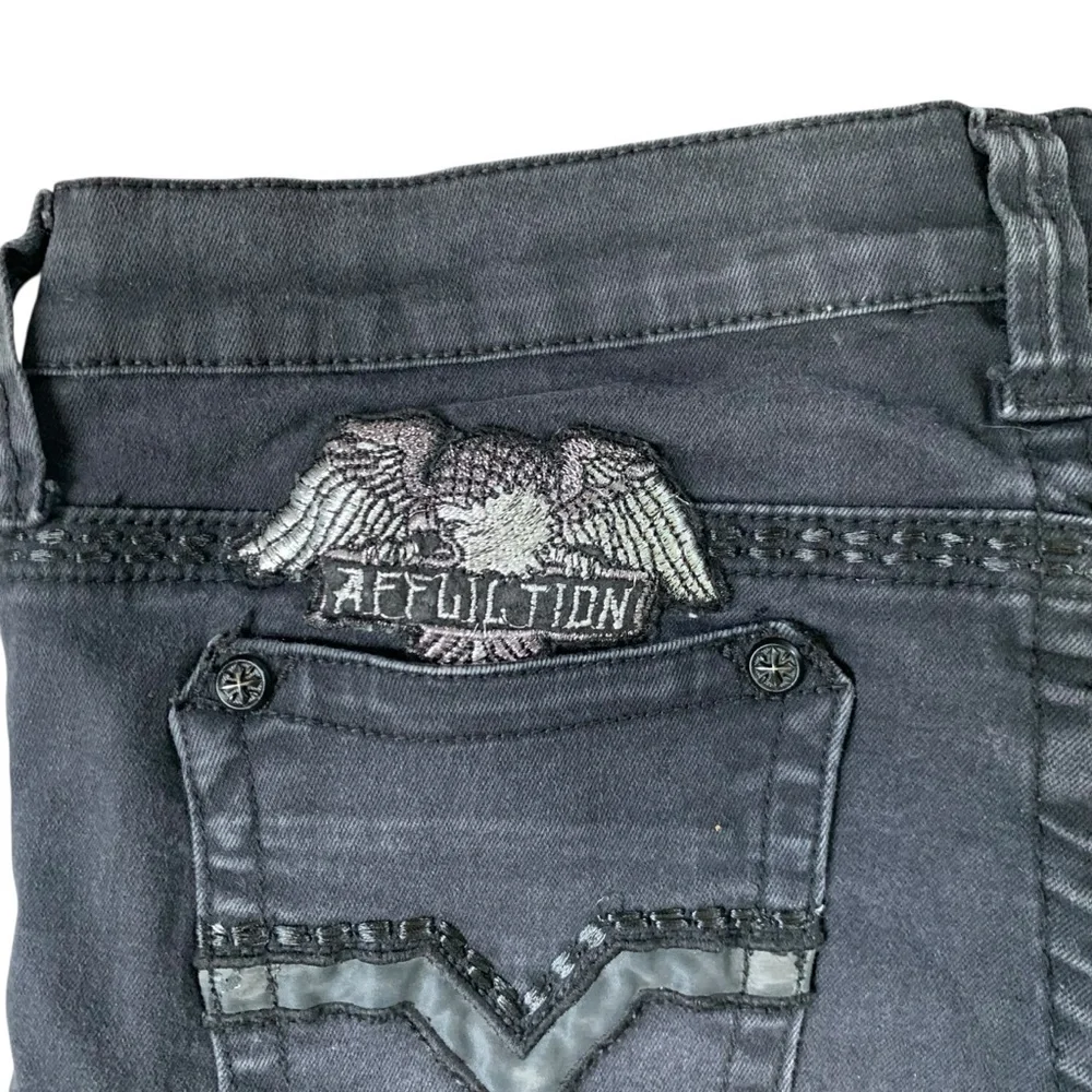 Affliction Dark Gray Skinny Jeans with Lace Details - Picture 4 of 4